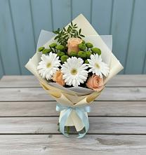 Букет цветов из:  Герберы, Розы и Хризантемы в Ростовe-на-Донy