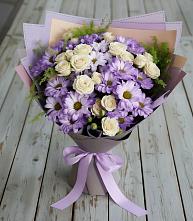 Букет цветов из:  Хризантемы и Розы в Ростовe-на-Донy